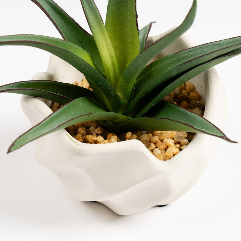 16cm Artificial Spiky Succulent Plant in Wavy Cement Pot